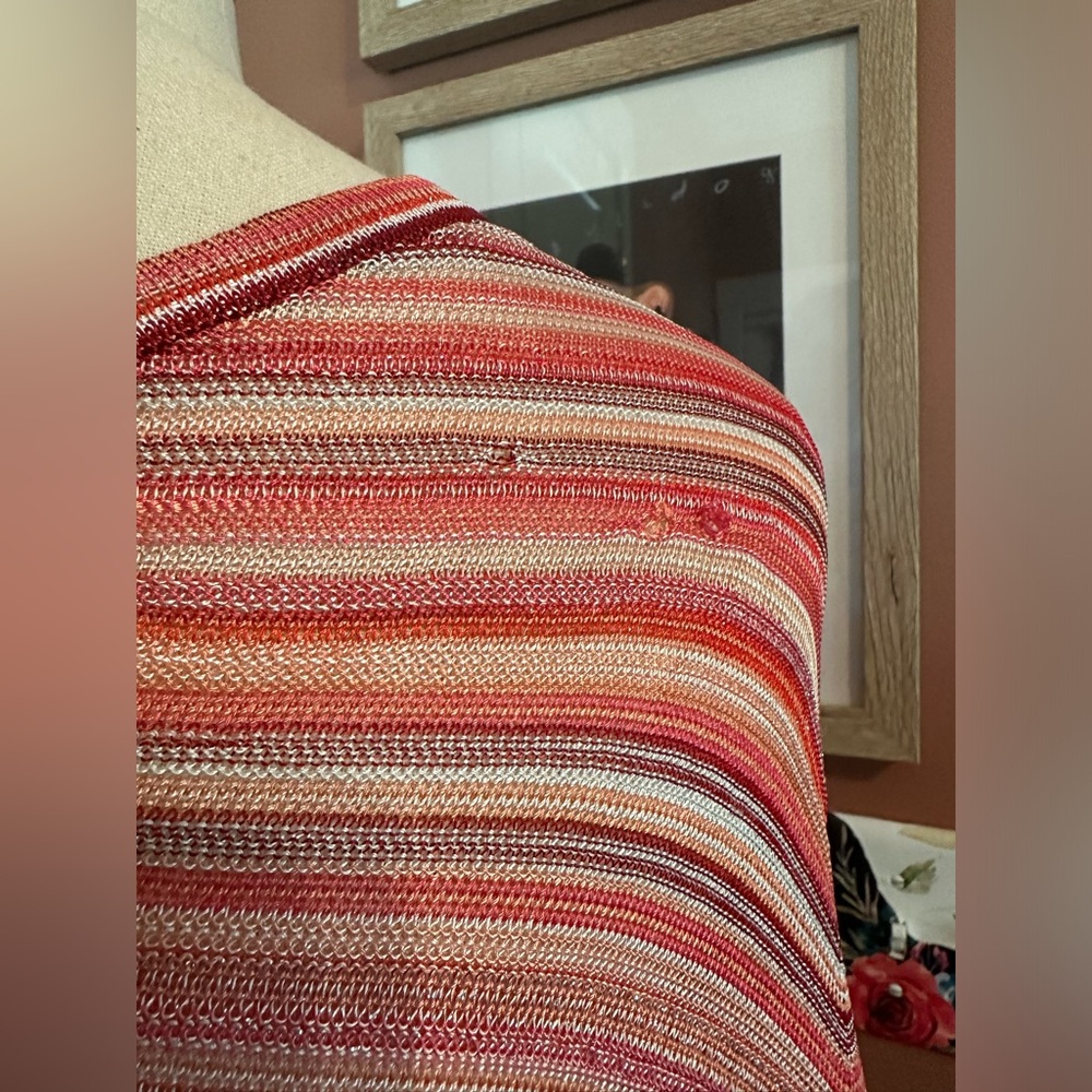 Missoni diagonal striped red silver metallic thread OS asymmetrical cape/shawl - Picture 10 of 13